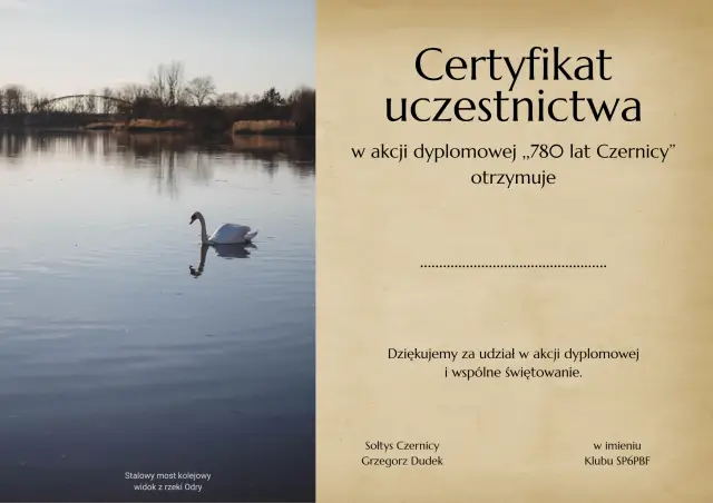 Certyfikat uczestnictwa